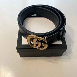 Gucci Black Belt with Gold Buckle